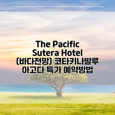 The Pacific Sutera Hotel (바다전망) 코타키나발루 아고다 특가 예약방법