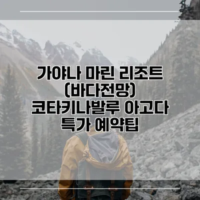 가야나 마린 리조트 (바다전망) 코타키나발루 아고다 특가 예약팁