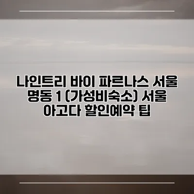나인트리 바이 파르나스 서울 명동 1 (가성비숙소) 서울 아고다 할인예약 팁