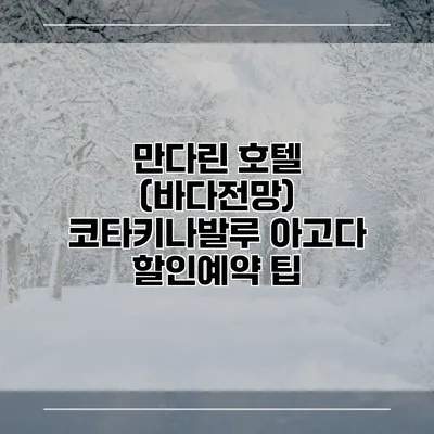 만다린 호텔 (바다전망) 코타키나발루 아고다 할인예약 팁