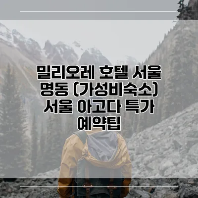 밀리오레 호텔 서울 명동 (가성비숙소) 서울 아고다 특가 예약팁