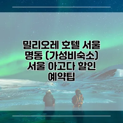 밀리오레 호텔 서울 명동 (가성비숙소) 서울 아고다 할인 예약팁