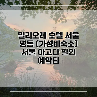 밀리오레 호텔 서울 명동 (가성비숙소) 서울 아고다 할인 예약팁