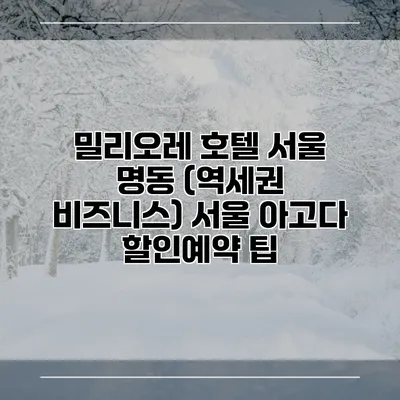 밀리오레 호텔 서울 명동 (역세권 비즈니스) 서울 아고다 할인예약 팁