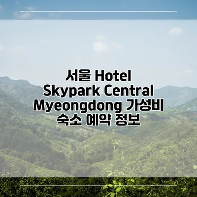 서울 Hotel Skypark Central Myeongdong 가성비 숙소 예약 정보