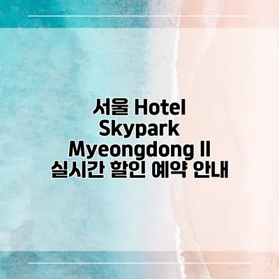 서울 Hotel Skypark Myeongdong II 실시간 할인 예약 안내