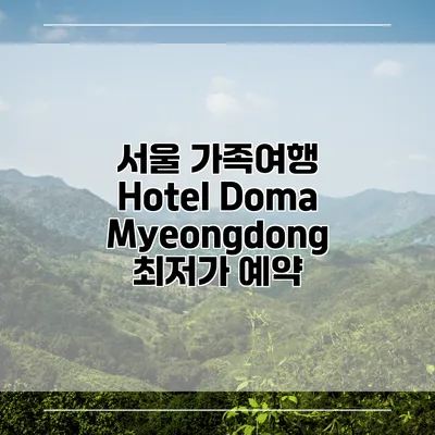 서울 가족여행 Hotel Doma Myeongdong 최저가 예약