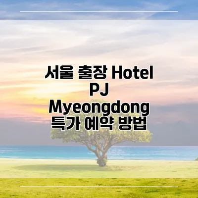 서울 출장 Hotel PJ Myeongdong 특가 예약 방법