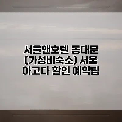 서울앤호텔 동대문 (가성비숙소) 서울 아고다 할인 예약팁