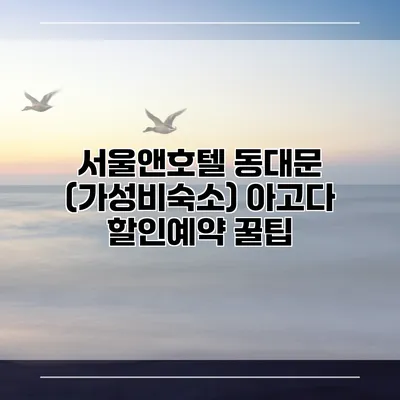 서울앤호텔 동대문 (가성비숙소) 아고다 할인예약 꿀팁