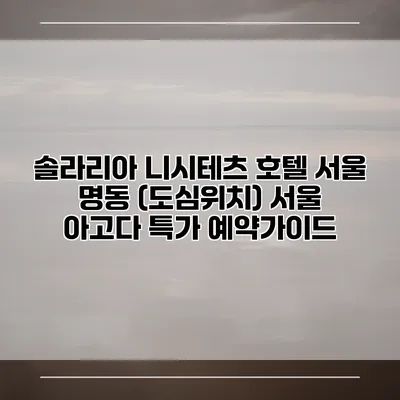 솔라리아 니시테츠 호텔 서울 명동 (도심위치) 서울 아고다 특가 예약가이드