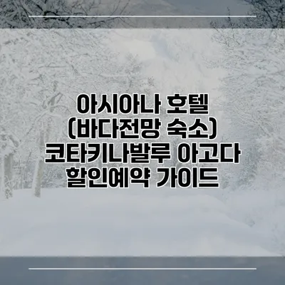 아시아나 호텔 (바다전망 숙소) 코타키나발루 아고다 할인예약 가이드