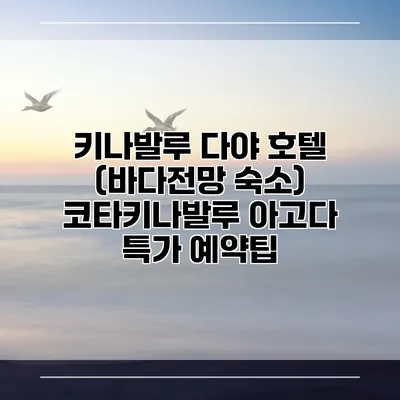 키나발루 다야 호텔 (바다전망 숙소) 코타키나발루 아고다 특가 예약팁