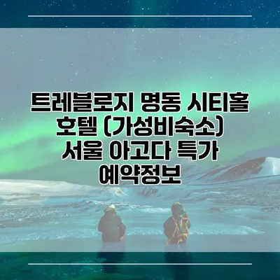트레블로지 명동 시티홀 호텔 (가성비숙소) 서울 아고다 특가 예약정보