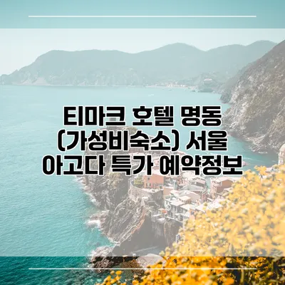 티마크 호텔 명동 (가성비숙소) 서울 아고다 특가 예약정보