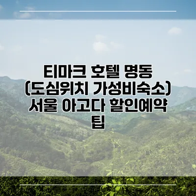 티마크 호텔 명동 (도심위치 가성비숙소) 서울 아고다 할인예약 팁