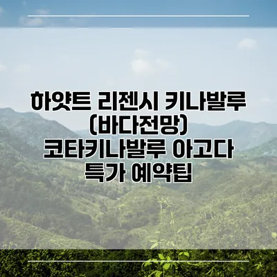 하얏트 리젠시 키나발루 (바다전망) 코타키나발루 아고다 특가 예약팁