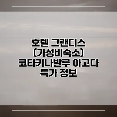 호텔 그랜디스 (가성비숙소) 코타키나발루 아고다 특가 정보