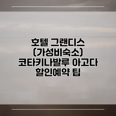호텔 그랜디스 (가성비숙소) 코타키나발루 아고다 할인예약 팁