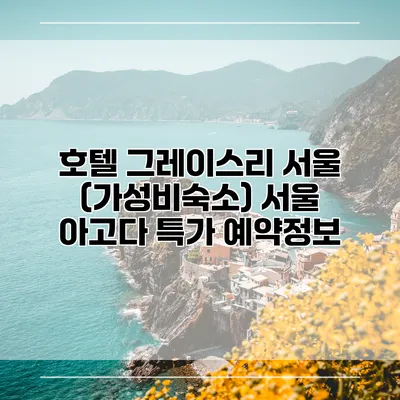 호텔 그레이스리 서울 (가성비숙소) 서울 아고다 특가 예약정보