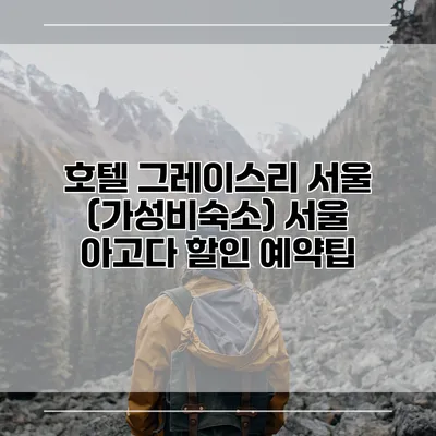 호텔 그레이스리 서울 (가성비숙소) 서울 아고다 할인 예약팁