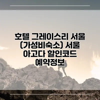 호텔 그레이스리 서울 (가성비숙소) 서울 아고다 할인코드 예약정보
