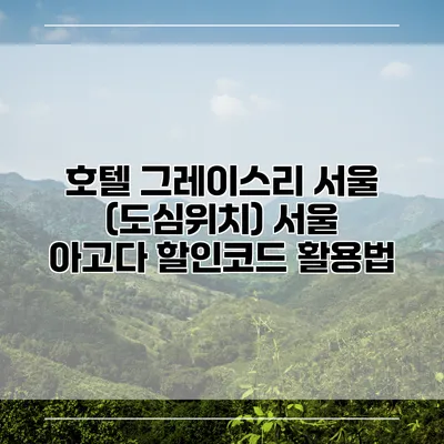 호텔 그레이스리 서울 (도심위치) 서울 아고다 할인코드 활용법