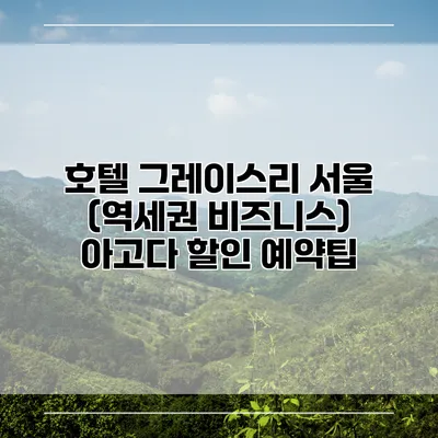 호텔 그레이스리 서울 (역세권 비즈니스) 아고다 할인 예약팁