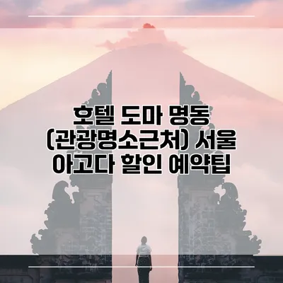 호텔 도마 명동 (관광명소근처) 서울 아고다 할인 예약팁