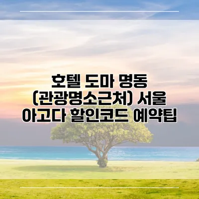 호텔 도마 명동 (관광명소근처) 서울 아고다 할인코드 예약팁