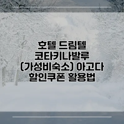 호텔 드림텔 코타키나발루 (가성비숙소) 아고다 할인쿠폰 활용법