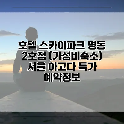 호텔 스카이파크 명동 2호점 (가성비숙소) 서울 아고다 특가 예약정보
