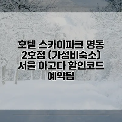 호텔 스카이파크 명동 2호점 (가성비숙소) 서울 아고다 할인코드 예약팁
