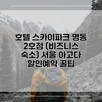 호텔 스카이파크 명동 2호점 (비즈니스 숙소) 서울 아고다 할인예약 꿀팁