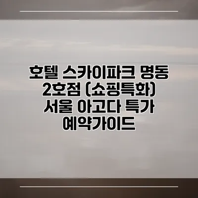 호텔 스카이파크 명동 2호점 (쇼핑특화) 서울 아고다 특가 예약가이드