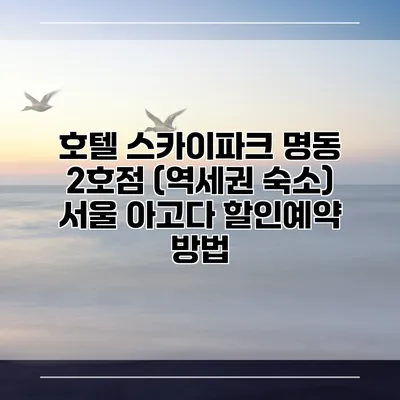 호텔 스카이파크 명동 2호점 (역세권 숙소) 서울 아고다 할인예약 방법