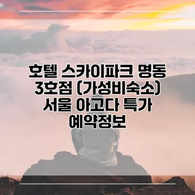 호텔 스카이파크 명동 3호점 (가성비숙소) 서울 아고다 특가 예약정보