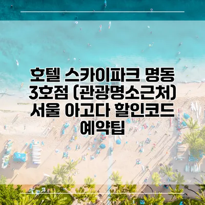 호텔 스카이파크 명동 3호점 (관광명소근처) 서울 아고다 할인코드 예약팁