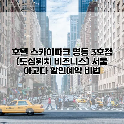 호텔 스카이파크 명동 3호점 (도심위치 비즈니스) 서울 아고다 할인예약 비법