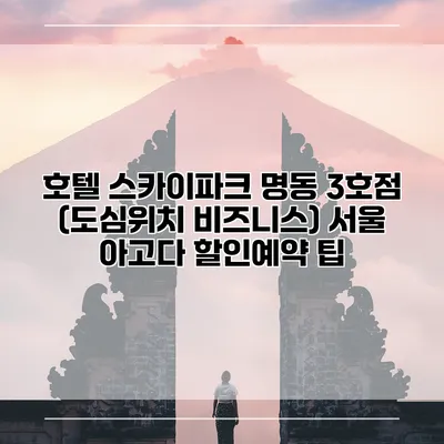 호텔 스카이파크 명동 3호점 (도심위치 비즈니스) 서울 아고다 할인예약 팁