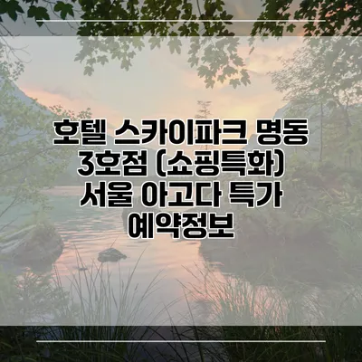 호텔 스카이파크 명동 3호점 (쇼핑특화) 서울 아고다 특가 예약정보