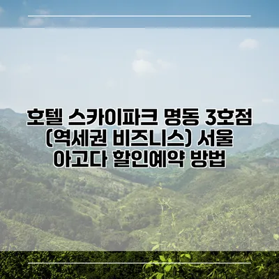 호텔 스카이파크 명동 3호점 (역세권 비즈니스) 서울 아고다 할인예약 방법