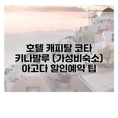 호텔 캐피탈 코타 키나발루 (가성비숙소) 아고다 할인예약 팁