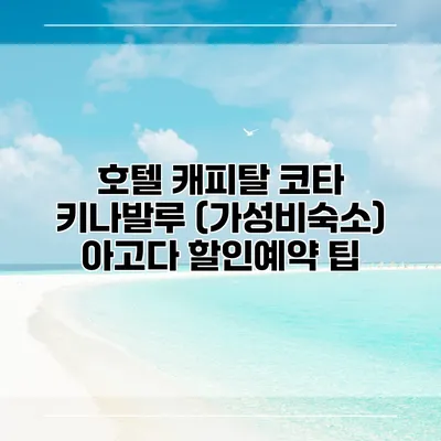 호텔 캐피탈 코타 키나발루 (가성비숙소) 아고다 할인예약 팁
