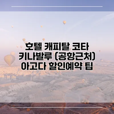 호텔 캐피탈 코타 키나발루 (공항근처) 아고다 할인예약 팁