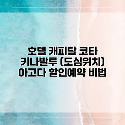 호텔 캐피탈 코타 키나발루 (도심위치) 아고다 할인예약 비법