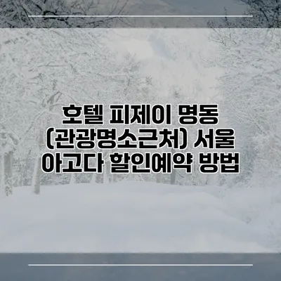호텔 피제이 명동 (관광명소근처) 서울 아고다 할인예약 방법