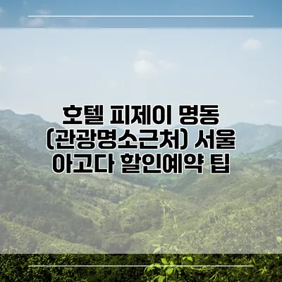 호텔 피제이 명동 (관광명소근처) 서울 아고다 할인예약 팁