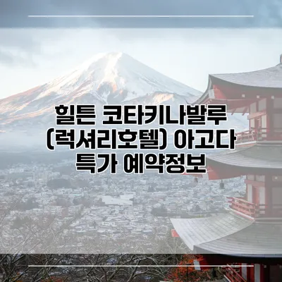 힐튼 코타키나발루 (럭셔리호텔) 아고다 특가 예약정보