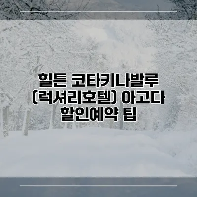 힐튼 코타키나발루 (럭셔리호텔) 아고다 할인예약 팁